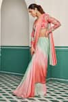 Dheeru Taneja_Multi Color Organza Embroidered Cutdana Era Shaded Pre-draped Saree With Blouse _Online_at_Aza_Fashions