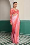 Buy_Dheeru Taneja_Multi Color Organza Embroidered Gulera Shaded Pre-draped Saree With Blouse _Online_at_Aza_Fashions