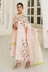 Shop_House of Anmol Jain_Pink Anarkali And Pant Chanderi Silk Hand Embroidered Thread Round Aurelia Set _Online_at_Aza_Fashions