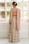 Shop_House of Anmol Jain_Rose Gold Drape Saree And Blouse Net Hand Embroidered Sequin Plunge-v Set _at_Aza_Fashions