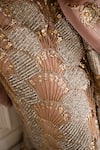 Buy_House of Anmol Jain_Rose Gold Drape Saree And Blouse Net Hand Embroidered Sequin Plunge-v Set 