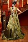 Shop_House of Anmol Jain_Green Lehenga Glass Organza Hand Embroidered Flower Leaf Blouse Set _at_Aza_Fashions