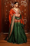 Buy_House of Anmol Jain_Green Lehenga And Blouse Raw Silk Hand Embroidered Butti Set _at_Aza_Fashions