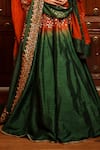 House of Anmol Jain_Green Lehenga And Blouse Raw Silk Hand Embroidered Butti Set _at_Aza_Fashions