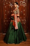 Buy_House of Anmol Jain_Green Lehenga And Blouse Raw Silk Hand Embroidered Butti Set 