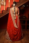 Shop_House of Anmol Jain_Red Lehenga And Blouse Raw Silk Hand Embroidered Bridal Set With Two Dupattas _at_Aza_Fashions