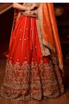 House of Anmol Jain_Red Lehenga And Blouse Raw Silk Hand Embroidered Bridal Set With Two Dupattas _Online_at_Aza_Fashions