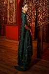 Shop_House of Anmol Jain_Green Skirt And Blouse Modal Satin Hand Embroidered Beads Draped & Cape Set _Online_at_Aza_Fashions