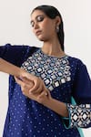 Naina Jain_Blue Silk Embroidered Gota Round Kurta Pant Set _Online_at_Aza_Fashions