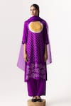 Buy_Naina Jain_Purple Silk Embroidered Gota Patti Round Work Yoke Kurta Pant Set _at_Aza_Fashions