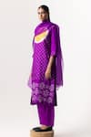 Buy_Naina Jain_Purple Silk Embroidered Gota Patti Round Work Yoke Kurta Pant Set _Online_at_Aza_Fashions