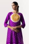 Shop_Naina Jain_Purple Silk Embroidered Gota Patti Round Work Yoke Kurta Pant Set _Online_at_Aza_Fashions