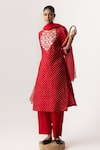 Buy_Naina Jain_Red Silk Embroidered Gota Patti Round Kurta Pant Set _Online_at_Aza_Fashions