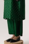 Naina Jain_Green Silk Embroidered Mirror Round Bandhani Yoke Kurta Pant Set _Online_at_Aza_Fashions