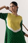 Shop_Naina Jain_Green Silk Embroidered Mirror Round Bandhani Yoke Kurta Pant Set _Online_at_Aza_Fashions