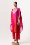 Buy_Naina Jain_Pink Silk Embroidered Gota Patti Round Yoke Kurta Pant Set _at_Aza_Fashions