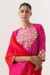 Shop_Naina Jain_Pink Silk Embroidered Gota Patti Round Yoke Kurta Pant Set _Online_at_Aza_Fashions