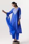 Buy_Naina Jain_Blue Silk Embroidered Gota Patti Round Kurta Pant Set _at_Aza_Fashions