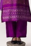 Naina Jain_Magenta Silk Embroidered Gota Patti Round Bandhani Pattern Work Kurta Pant Set _Online_at_Aza_Fashions