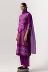 Buy_Naina Jain_Magenta Silk Embroidered Gota Patti Round Bandhani Pattern Work Kurta Pant Set _Online_at_Aza_Fashions