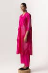 Buy_Naina Jain_Pink Silk V Neck Bandhani Maze Pattern Kurta Pant Set _Online_at_Aza_Fashions