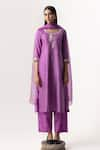 Buy_Naina Jain_Purple Silk Embroidered Gota Patti Round Work Kurta Pant Set _at_Aza_Fashions