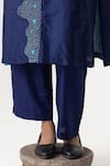 Naina Jain_Blue Silk V Neck Abstract Bandhani Pattern Kurta Pant Set _Online_at_Aza_Fashions