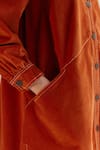 NOIB_Orange Corduroy Plain Collar Thais Shirt Dress _Online_at_Aza_Fashions