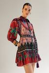 Buy_NOIB_Multi Color Cotton Silk Printed Garden Collar Celia Dress _Online_at_Aza_Fashions