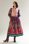 Buy_NOIB_Multi Color Cotton Satin Printed Arabian Night Elle Skirt _at_Aza_Fashions