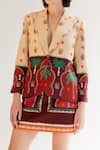 Buy_NOIB_Multi Color Wool Printed Arabian Night Shawl Collar Dua Blazer _Online_at_Aza_Fashions