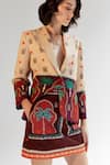 Shop_NOIB_Multi Color Wool Printed Arabian Night Shawl Collar Dua Blazer _Online_at_Aza_Fashions