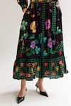 Buy_NOIB_Multi Color Cotton Silk Printed Garden Of Eden Collar Celia Dress With Belt _Online_at_Aza_Fashions