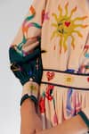 NOIB_Multi Color Babycord Printed Garden Of Eden Mandarin Collar Elle Bodysuit _Online_at_Aza_Fashions