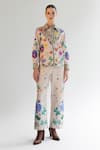 NOIB_Multi Color Cotton Twill Printed Garden Of Eden Collar Celia Shirt _Online_at_Aza_Fashions