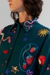 Buy_NOIB_Green Cotton Twill Printed Garden Of Eden Collar Xena Shirt _Online_at_Aza_Fashions