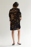 Shop_NOIB_Black Cotton Silk Printed Starstruck Collar Thais Dress _at_Aza_Fashions