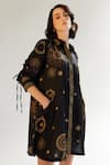 NOIB_Black Cotton Silk Printed Starstruck Collar Thais Dress _Online_at_Aza_Fashions