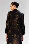 Shop_NOIB_Black Dull Satin Printed Starstruck Notched Collar Dua Blazer _at_Aza_Fashions