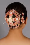 Buy_Vaidaan_Multi Color Enamel Mohini Pearl And Bead Embellished Hair Bun - Set Of 2 _at_Aza_Fashions