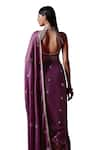 Buy_LASHKARAA_Purple Net Embroidered Zari Halter Lace Detailed Hem Saree With Blouse _Online_at_Aza_Fashions