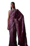 Shop_LASHKARAA_Purple Net Embroidered Zari Halter Lace Detailed Hem Saree With Blouse _Online_at_Aza_Fashions