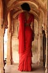 Shop_Arpita Mehta_Red Georgette Embroidery Floral Round Neck Pre-draped Saree With Tonal Blouse _at_Aza_Fashions