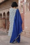 Shop_Arpita Mehta_Blue Georgette Print Leaf Vine Round Neck Straight Kurta And Pant Set _at_Aza_Fashions