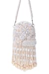 Buy_House of Kosha_Ivory Stone Azmat Capsule Shaped Bag _at_Aza_Fashions