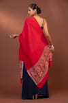 Shop_MODARTA_Red Paisley Border Woven Shawl _at_Aza_Fashions