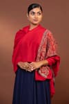 MODARTA_Red Paisley Border Woven Shawl _at_Aza_Fashions