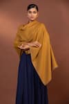 Buy_MODARTA_Yellow Reversible Wool Shawl _at_Aza_Fashions