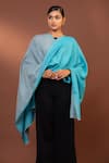 Buy_MODARTA_Blue Wool Reversible Shawl _at_Aza_Fashions