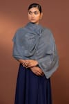 MODARTA_Grey Bead Embroidered Shawl _at_Aza_Fashions